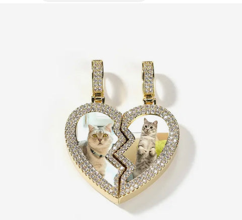 Custom Broken Heart Pic Necklaces