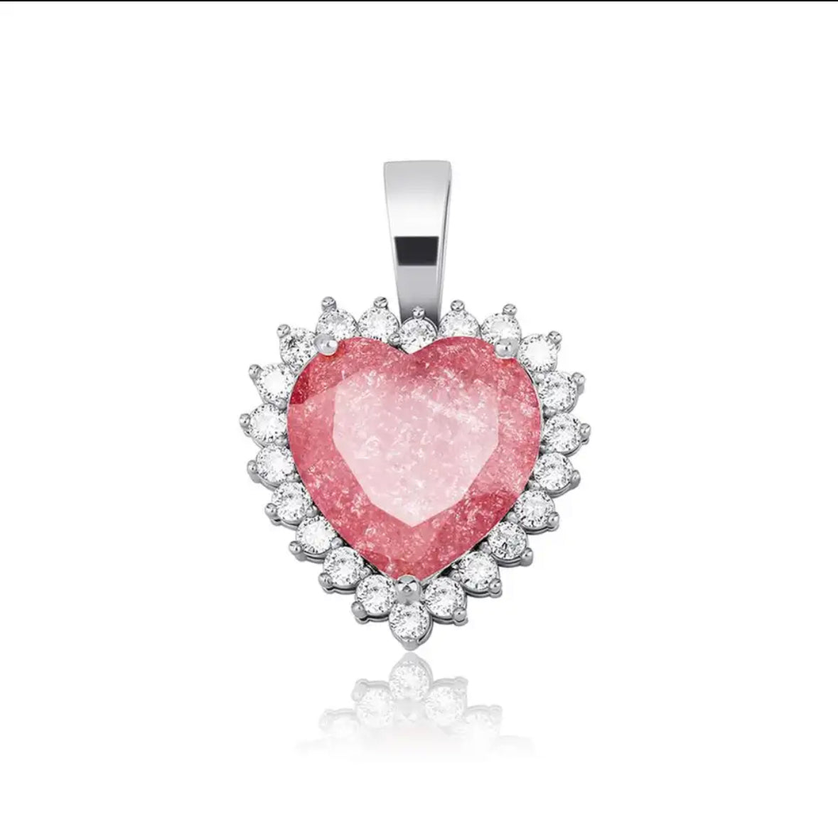 CZ Bling Pink Heart Necklace
